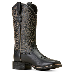 Ariat Women's Round Up Remuda Western Boot, Black Deertan