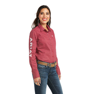 Ariat Women's Wrinkle Resist Team Kirby Stretch Shirt, Persian Red