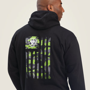 Ariat Men's Camo Flag Hoodie, Black