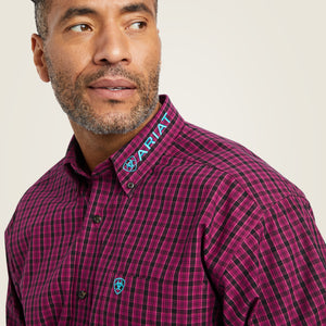 Ariat Men's Pro Series Team Cooper Classic Fit Long Sleeve Shirt, Beet Red