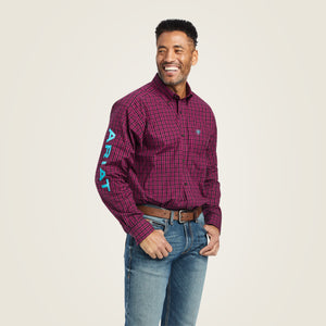 Ariat Men's Pro Series Team Cooper Classic Fit Long Sleeve Shirt, Beet Red