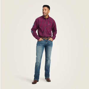Ariat Men's Pro Series Team Cooper Classic Fit Long Sleeve Shirt, Beet Red