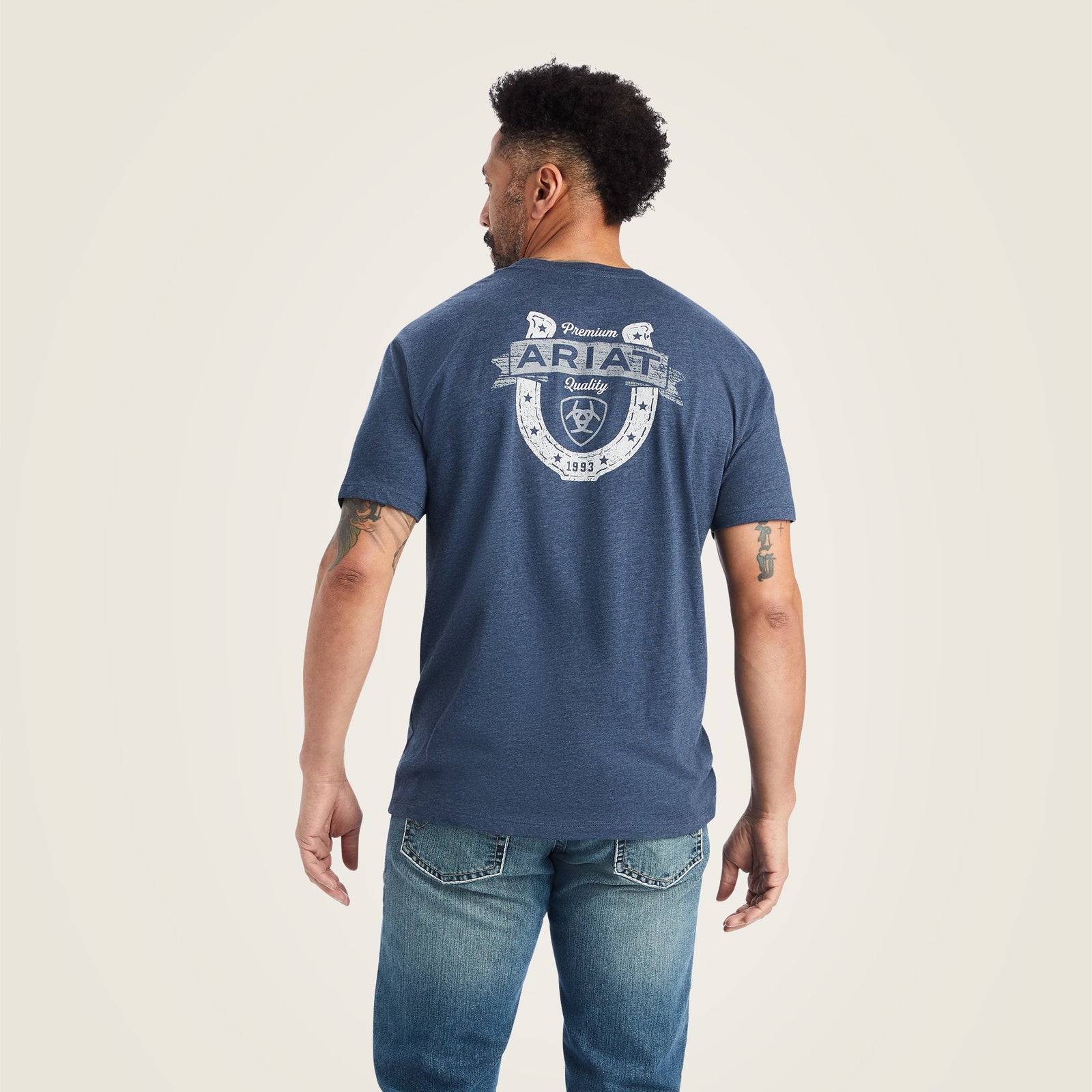 Ariat Men's Lucky Horseshoe T-Shirt, Navy Heather