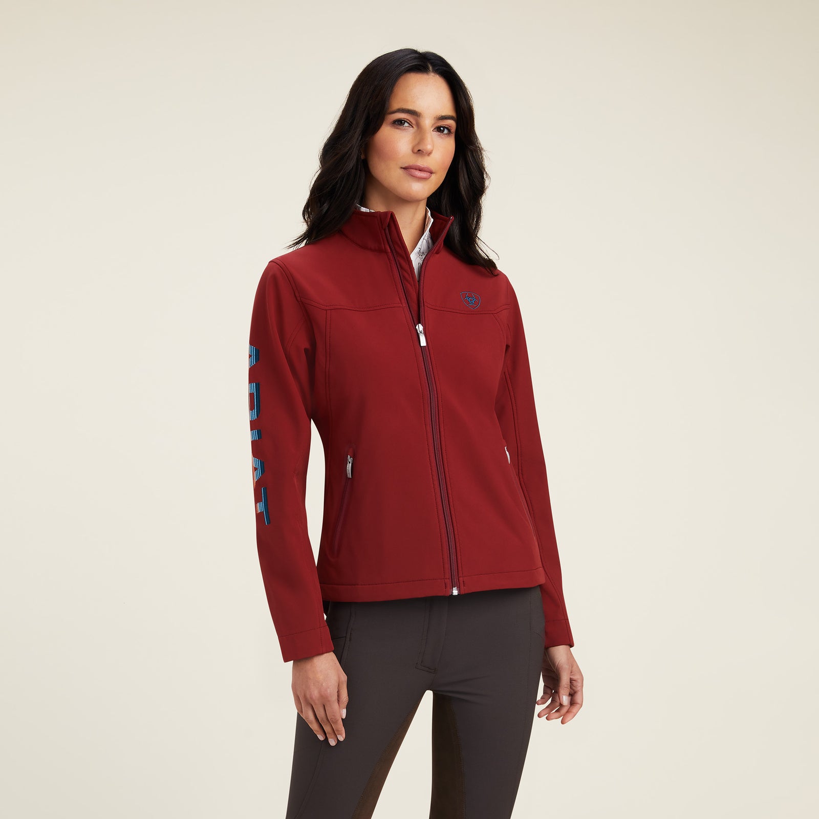 Ariat Women's New Team Softshell Jacket, Rouge Red/Celestial Serape