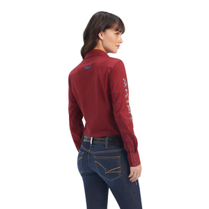Ariat Women's Wrinkle Resist Team Kirby Stretch Shirt, Rouge Red