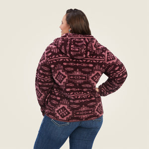 Ariat Women's REAL Berber Pullover Sweatshirt, Mulberry Brown & Nostalgia Ros