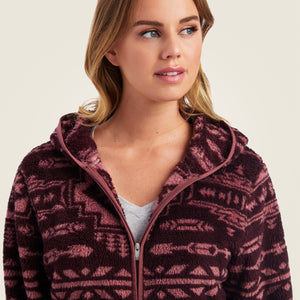 Ariat Women's REAL Berber Pullover Sweatshirt, Mulberry Brown & Nostalgia Ros