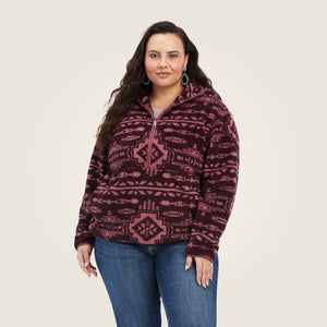 Ariat Women's REAL Berber Pullover Sweatshirt, Mulberry Brown & Nostalgia Ros