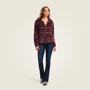 Ariat Women's REAL Berber Pullover Sweatshirt, Mulberry Brown & Nostalgia Ros