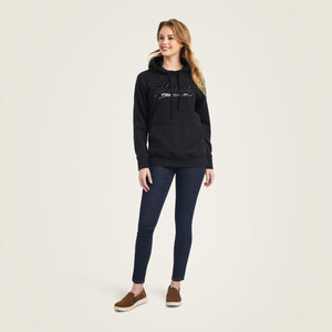 Ariat Women's REAL Sequin Logo Hoodie, Black