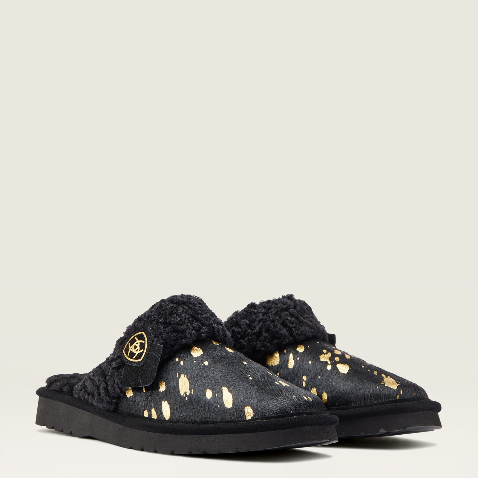 Ariat Women's Jackie Square Toe Exotic Slipper, Black Gold