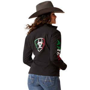 Ariat Women's Classic Team Softshell Brand Jacket, Black/Mexico