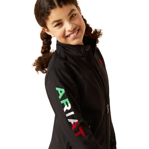 Ariat Youth New Team Softshell Brand Jacket, Black/Mexico