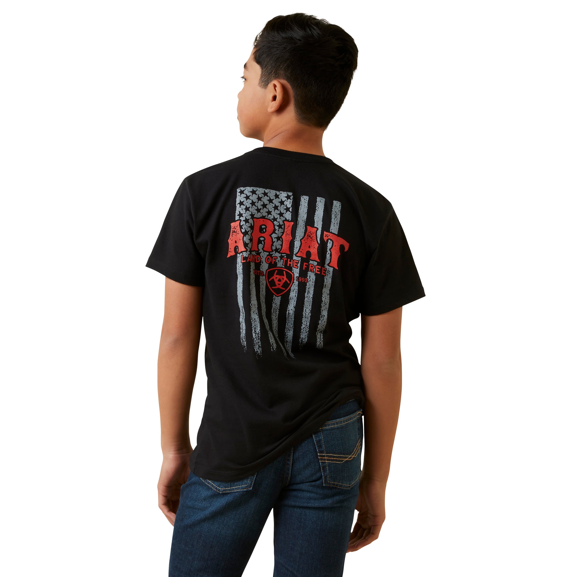 Ariat Youth Ariat Western Vertical Flag T-Shirt, Black