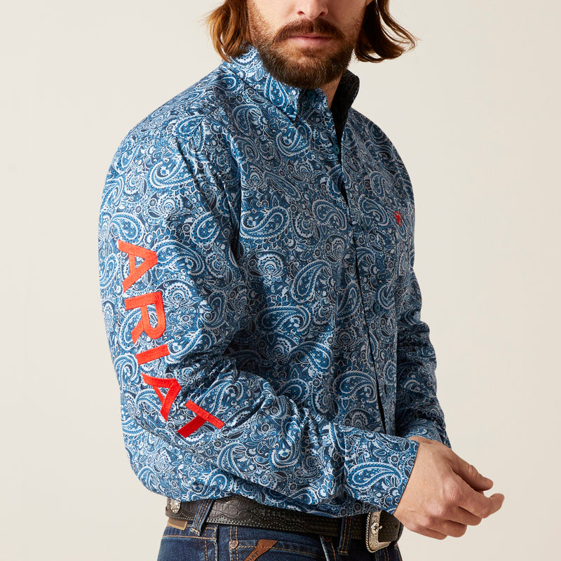 Ariat Men’s Team Logo Wayde Classic Fit Long Sleeve Shirt, Moonlit Ocean