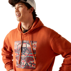 Ariat Men's Southwest Block Hoodie, Copper Oxide