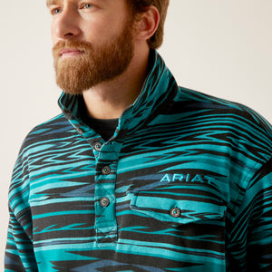 Ariat Men's Cotton-Rich Mockneck Sweatshirt, Biscay Blue Heather