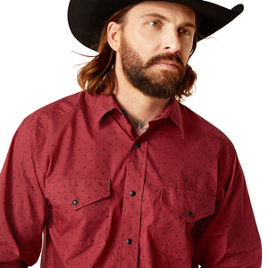 Ariat Men’s Norwin Classic Fit Snap Long Sleeve Shirt, Tibetan Red