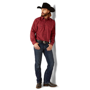 Ariat Men’s Norwin Classic Fit Snap Long Sleeve Shirt, Tibetan Red