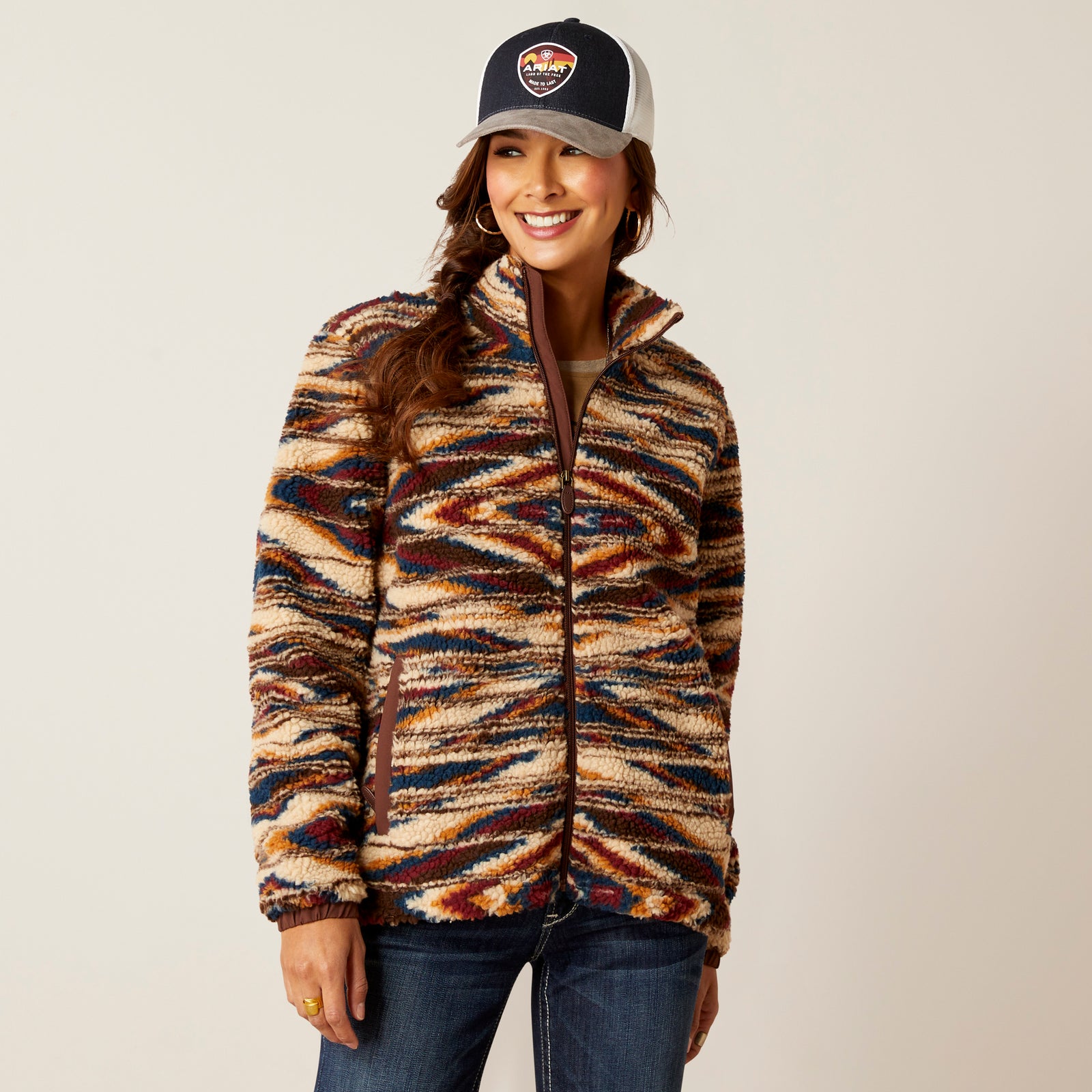 Ariat Women's Fleece Chimayo Jacket, Sunset Saltillo Jacquard