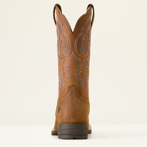 Ariat Women's Hybrid Ranchwork Wide Square Toe Western Boot, Distressed Tan