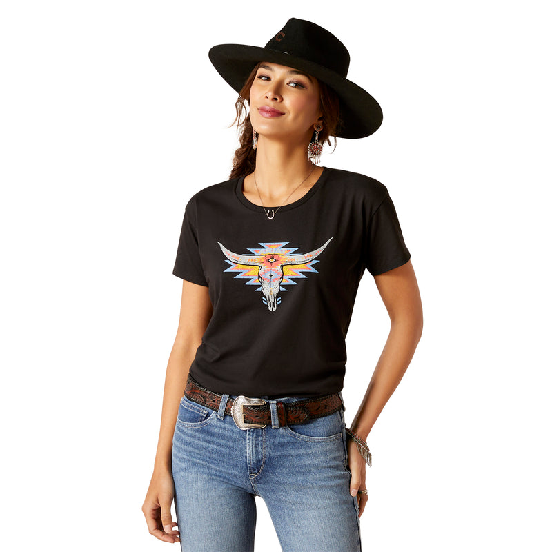 Ariat Women's Ariat Geo Skull T-Shirt, Black - Mora's Jeans