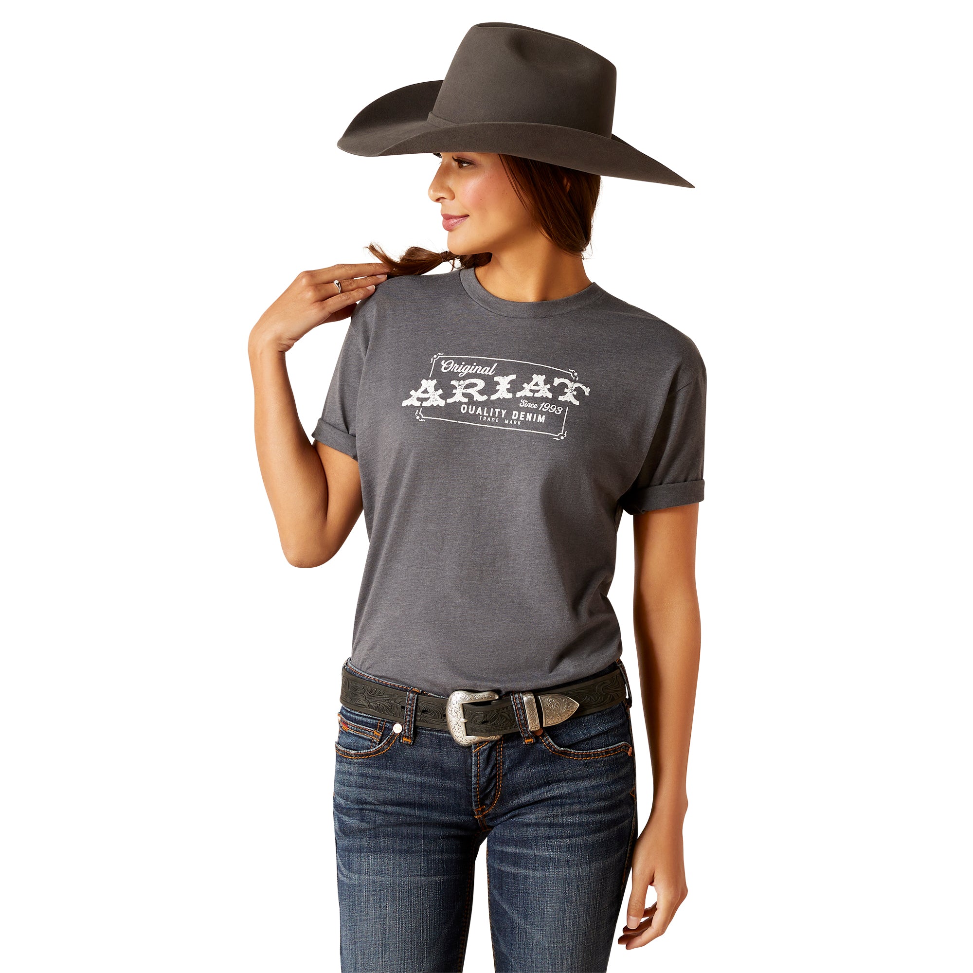 Ariat Women's Ariat Denim Label T-Shirt, Grey