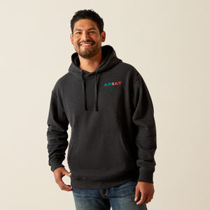 Ariat Men's Mexico Flag Lockup Hoodie, Black Heather