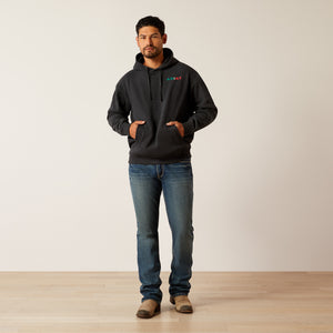 Ariat Men's Mexico Flag Lockup Hoodie, Black Heather