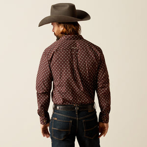Ariat Men's Team Logo Koen Fitted Fit Long Sleeve Shirt, Brown|Tan