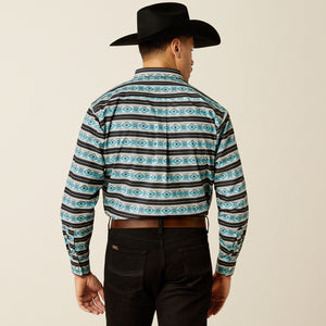 Ariat Men's Team Logo Osborne Classic Fit Long Sleeve Shirt, Turquoise|White