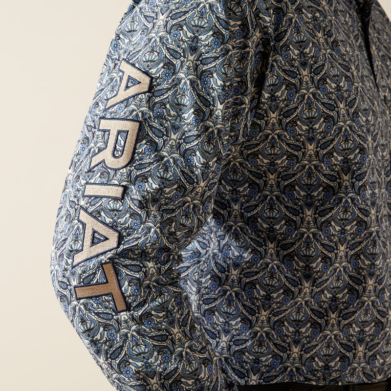 Ariat Men's Team Logo Orlando Classic Fit Long Sleeve Shirt, Blue|Tan