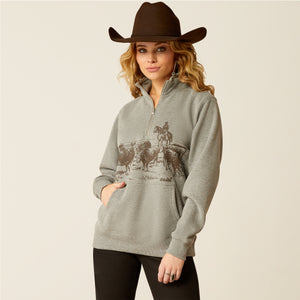 Ariat Women's 1/2 Zip Sweatshirt, Heather Grey