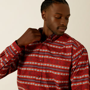 Ariat Men's Tiago Classic Fit Long Sleeve Shirt, Red