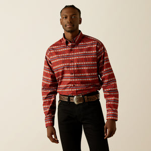 Ariat Men's Tiago Classic Fit Long Sleeve Shirt, Red