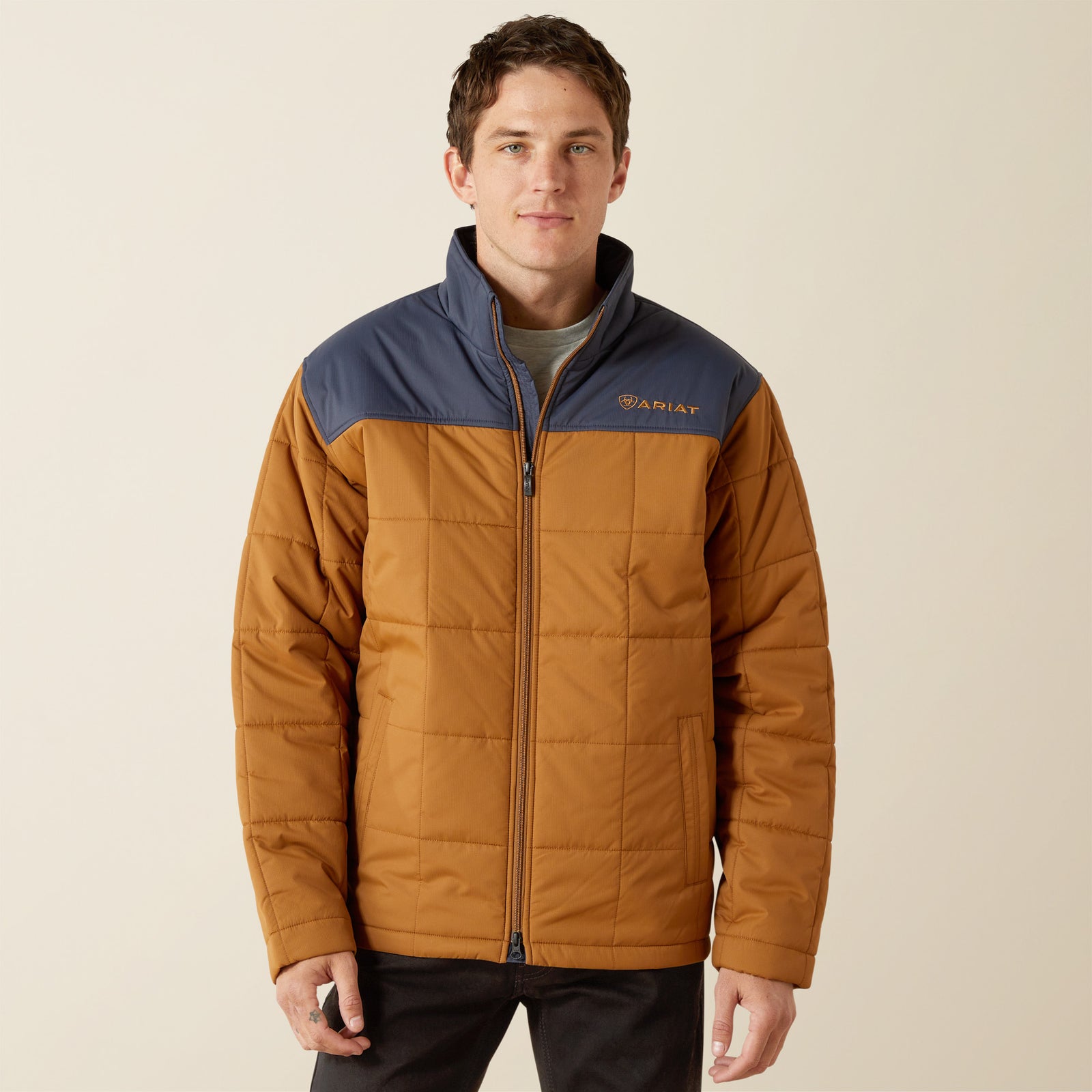 Ariat Men's Crius Insulated Jacket, Blue Nights/Almond Khaki