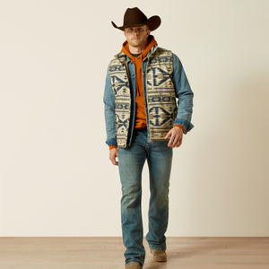 Ariat Men's Logo Softshell Vest, White Pepper Southwest