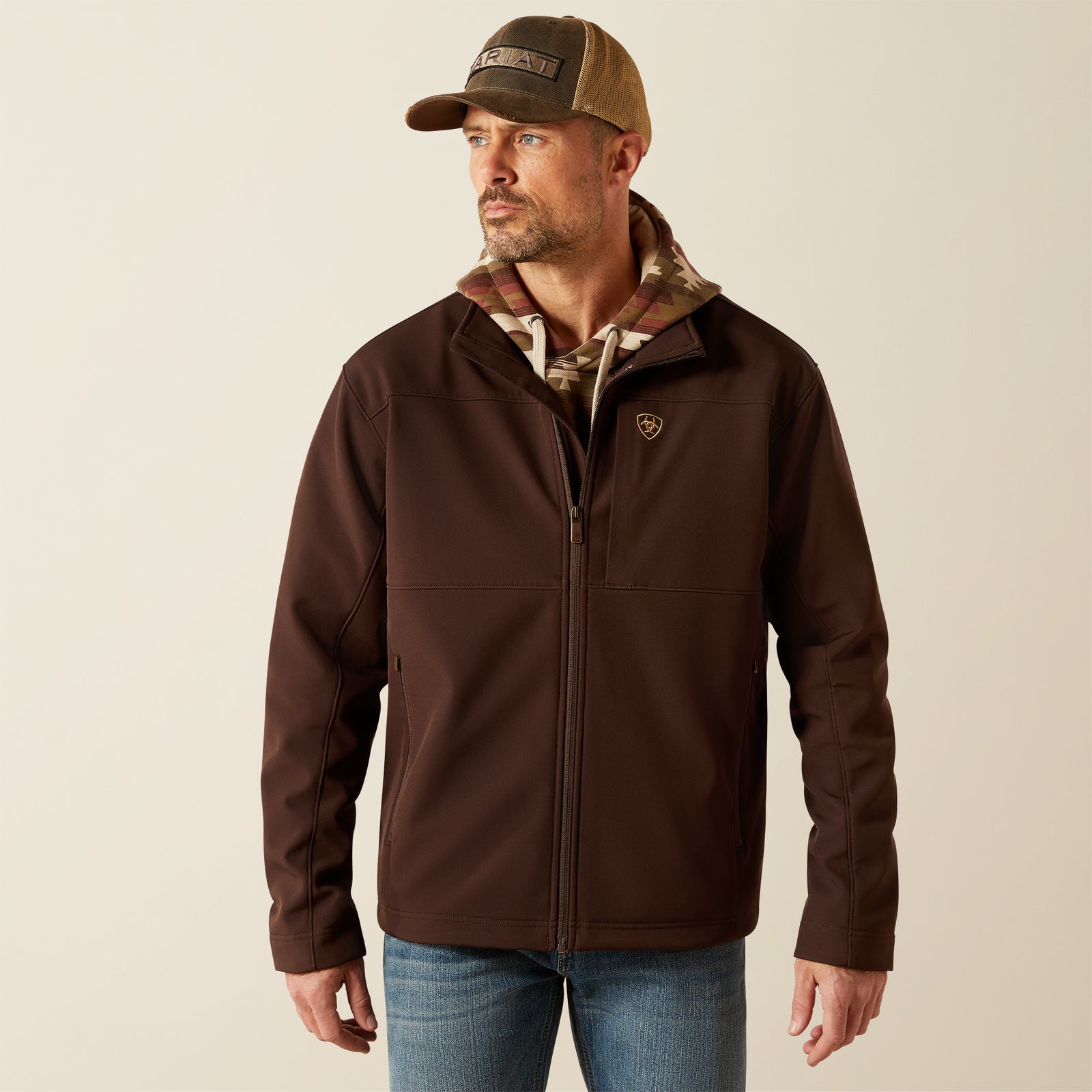 Ariat Men's Vernon Softshell Jacket, Coffee Bean
