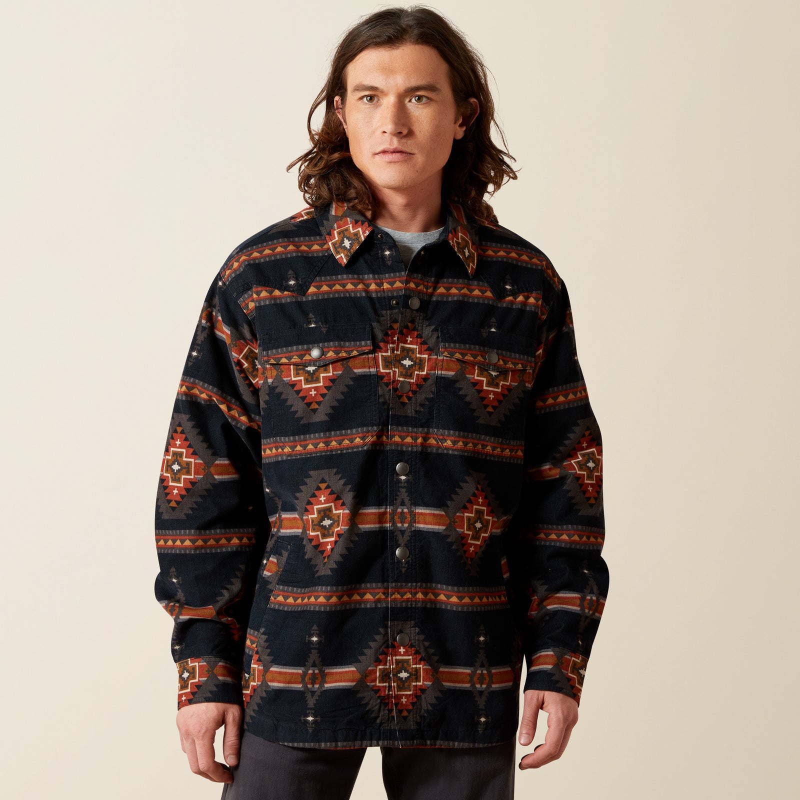 Ariat Men's Hensley Corduroy Retro Shirt Jacket, Dark Grey
