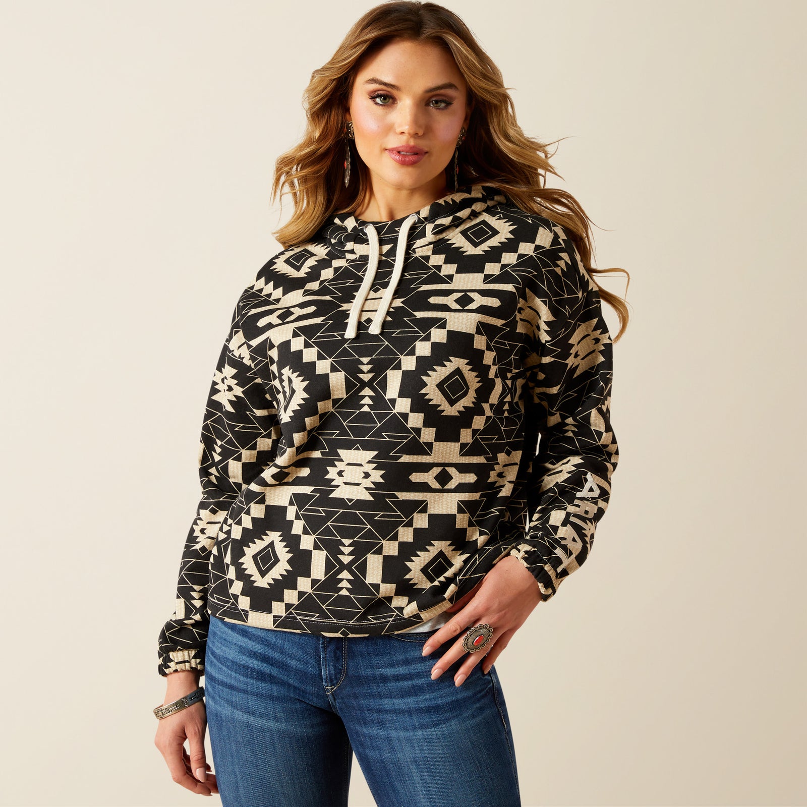 Ariat Women's Essential Hoodie, Black Southwest Print