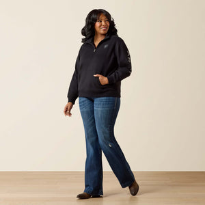 Ariat Women's Logo 1/2 Zip Sweatshirt, Black