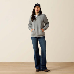 Ariat Women's Logo 1/2 Zip Sweatshirt, Heather Grey