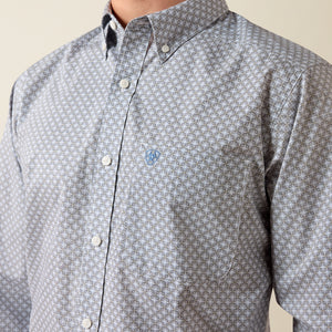 Ariat Men's Nola Fitted Long Sleeve Shirt, White Multi Geo Print