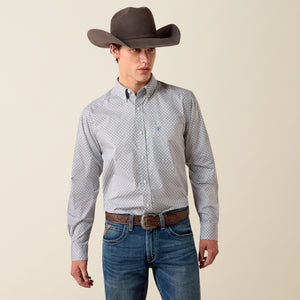 Ariat Men's Nola Fitted Long Sleeve Shirt, White Multi Geo Print