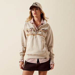 Ariat Women's Running Wild 1/2 Zip Sweatshirt, Oatmeal Heather
