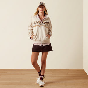 Ariat Women's Running Wild 1/2 Zip Sweatshirt, Oatmeal Heather