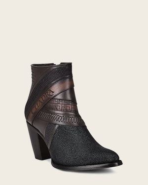 Cuadra Women's Stingray Handwoven Ankle Boot, Black