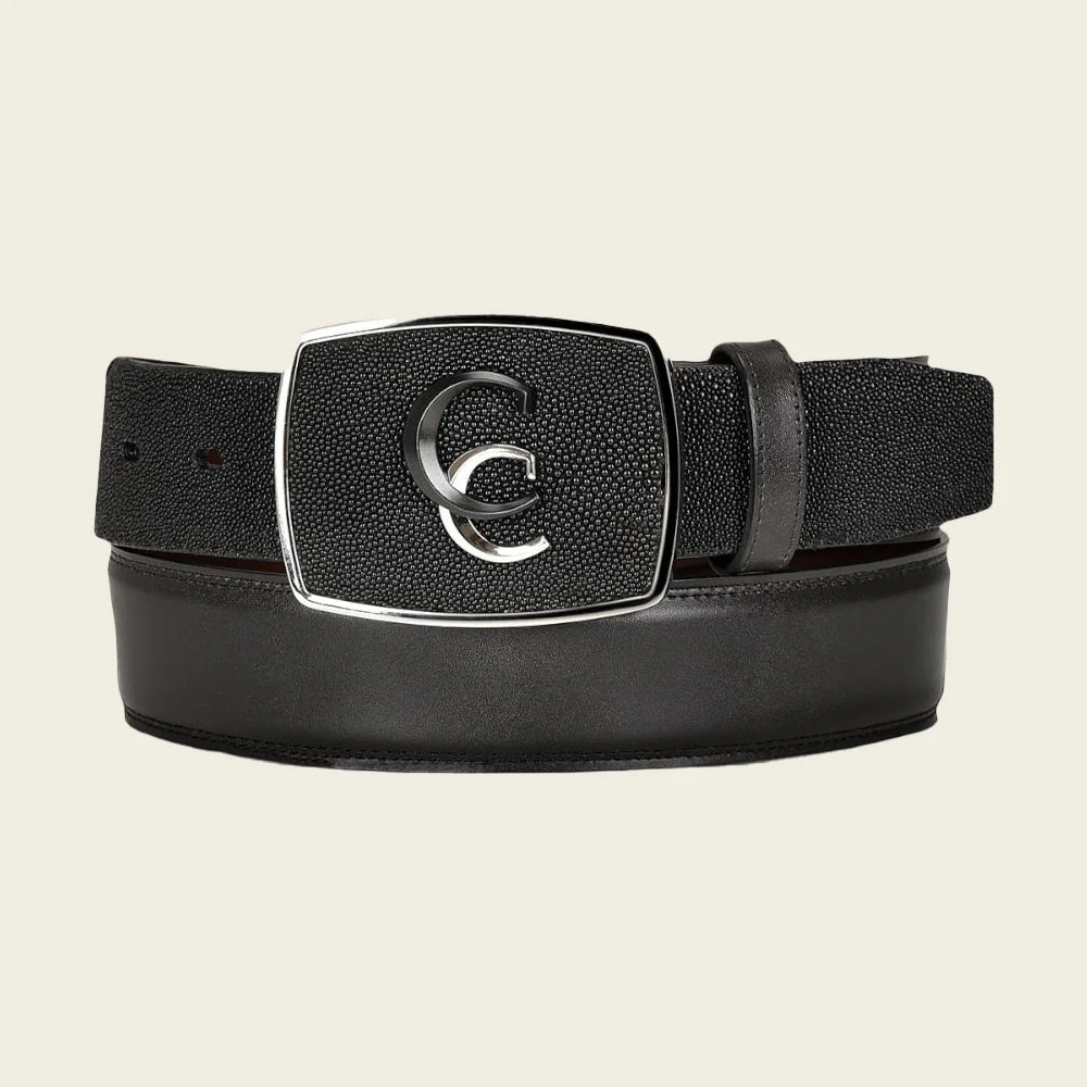 Cuadra Men's Stingray Leather Belt, Black