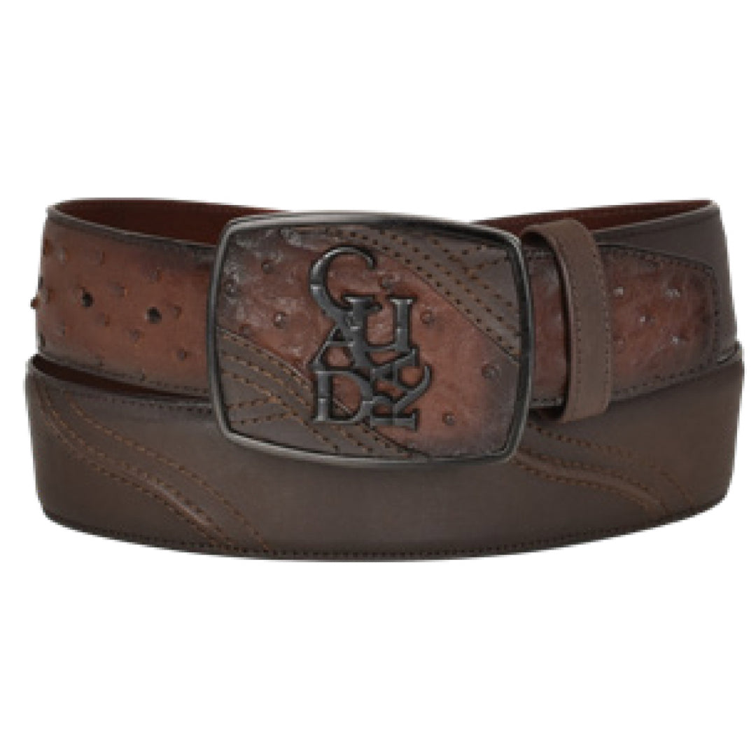 Cuadra Men's Ostrich Leather Belt, Brown