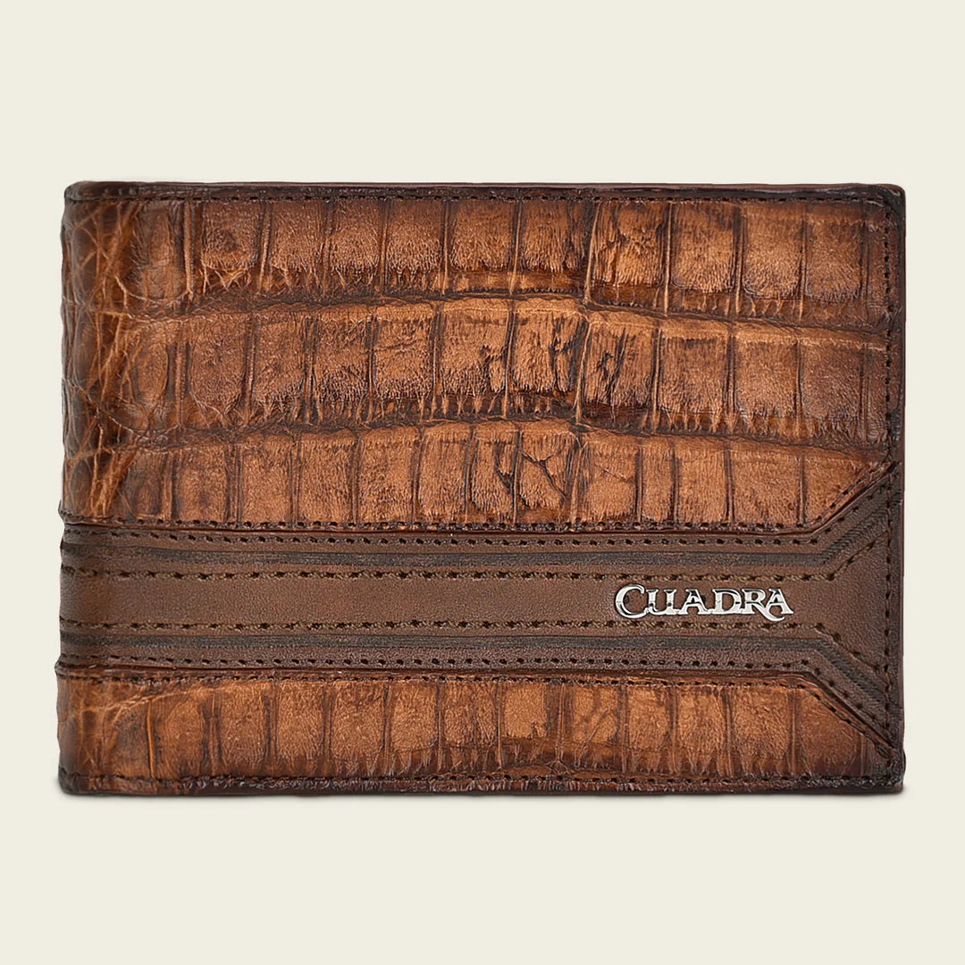 Cuadra Men's Bifold Caiman Belly Wallet, Honey